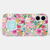 カラフルな花園のイニシャル入り Case-Mate iPhoneケース (裏面 (横))