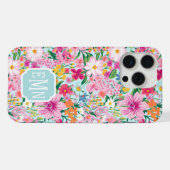 カラフルな花園のイニシャル入り iPhoneケース (裏面横)