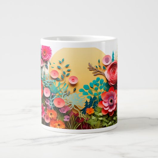「カラフルな花園のコーヒーマグ」 ジャンボコーヒーマグカップ (正面)