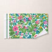 カラフルな花園の女性らしいピンク バスタオルセット (ハンドタオル)