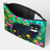 カラフルな花園の黒猫 アクセサリーポーチ (見開き)