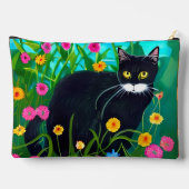 カラフルな花園の黒猫 アクセサリーポーチ (裏面)