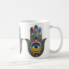 カラフルな花弁 葉 ハムサ サファイア サードアイ コーヒーマグカップ