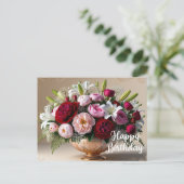 カラフルな花束の誕生日おめでとう ポストカード (スタンド正面)