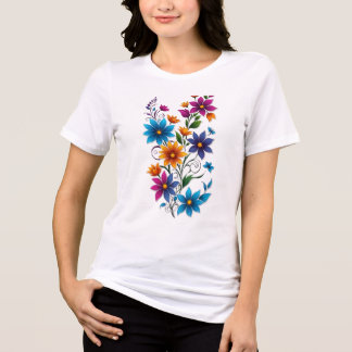 カラフルな花束ステッカーグラフィック トライブレンドＴシャツ