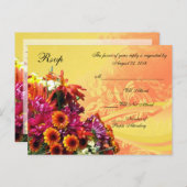 カラフルな花束 オレンジ/イエローデザイン インビテーションポストカード (正面/裏面)