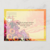 カラフルな花束 オレンジ/イエローデザイン インビテーションポストカード (裏面)