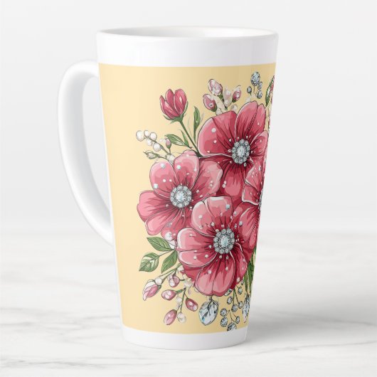 カラフルな花束 カフェラテマグ (左アングル)
