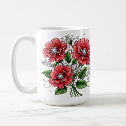 カラフルな花束 コーヒーマグカップ (左)