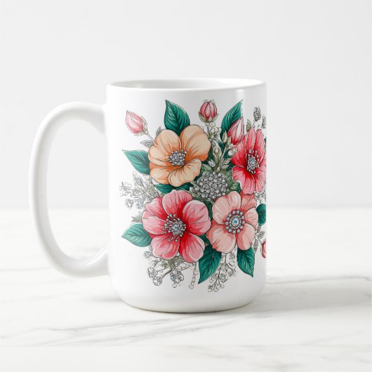 カラフルな花束 コーヒーマグカップ (左)