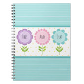 カラフルな花柄とストライプ ノートブック (正面)