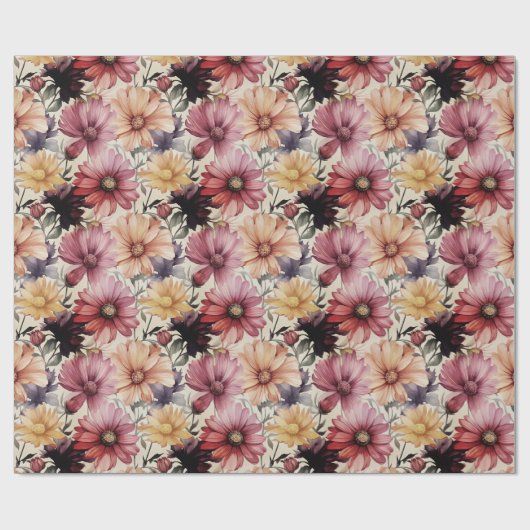 カラフルな花柄のゲルバーダイシー ラッピングペーパー (フラット)