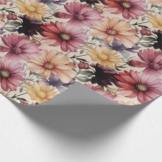 カラフルな花柄のゲルバーダイシー ラッピングペーパー (角)
