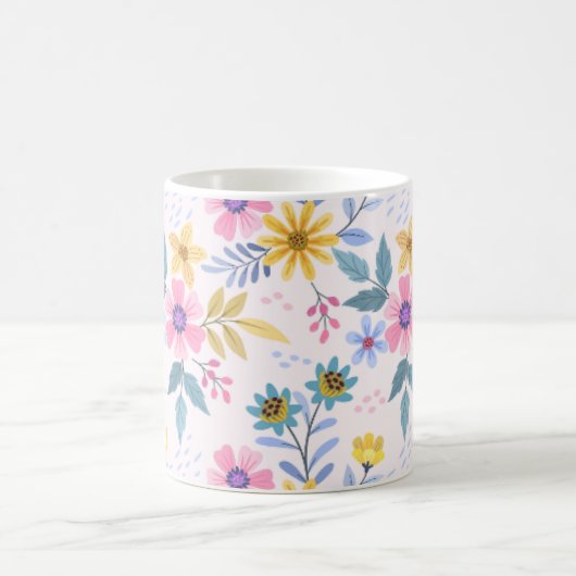 カラフルな花柄のコーヒーマグカップ コーヒーマグカップ (中央)