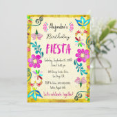 カラフルな花柄のメキシカン フォーク アート フィエスタ バースデー 招待状 (スタンド正面)