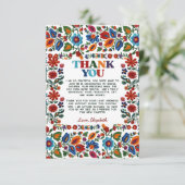 カラフルな花柄のメキシコ民俗アート刺繍フィエスタ サンキューカード (スタンド正面)