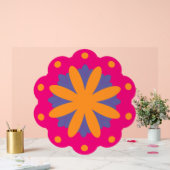 カラフルな花柄の円形 アクリルサイン (ウェディング)