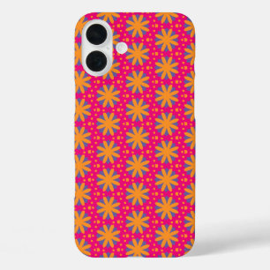カラフルな花柄の円形 iPhone 16 PLUSケース