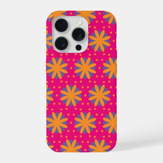カラフルな花柄の円形 iPhoneケース (裏面)