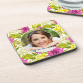 カラフルな花柄の写真 コースター (左側)