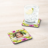 カラフルな花柄の写真 コースター (右側)