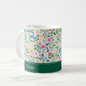カラフルな花柄の名入れマグカップ コーヒーマグカップ (正面左)