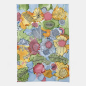 カラフルな花柄の抽象芸術の台所タオル キッチンタオル (縦)