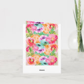 カラフルな花柄の素朴なモダンなクラフト紙のサンキューカード サンキューカード (裏面)