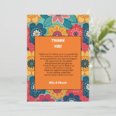 カラフルな花柄の結婚式のお礼カード 案内状 (スタンド正面)