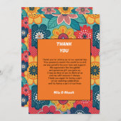 カラフルな花柄の結婚式のお礼カード 案内状 (正面/裏面)