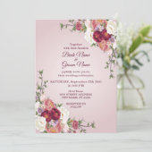 カラフルな花柄の結婚式招待状 招待状 (スタンド正面)