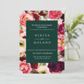 カラフルな花柄の結婚式招待状 招待状 (スタンド正面)