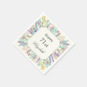カラフルな花柄の71歳の誕生日ナプキン スタンダードカクテルナプキン (角)