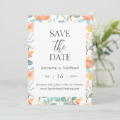 カラフルな花柄の「save the date」招待状 セーブザデート (スタンド正面)