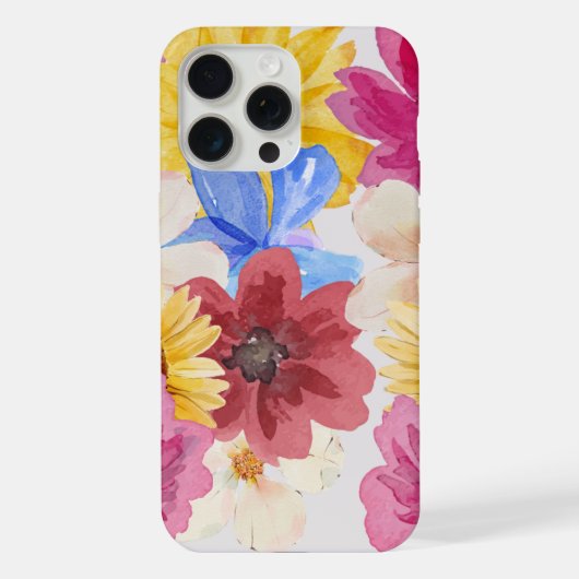 カラフルな花柄のiPhone 15 Proケース iPhoneケース (裏面)