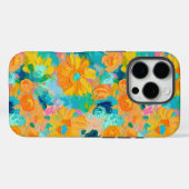 カラフルな花柄イエロー ブルー グリーン ピンク アート Case-Mate iPhoneケース (裏面 (横))