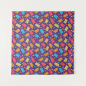 カラフルな花柄パターン タペストリー (正面)