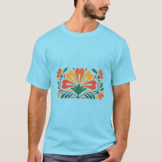 カラフルな花柄 – フラットベクターイラスト Tシャツ (正面)