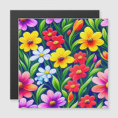 カラフルな花柄 マグネット招待状 (正面/裏面)