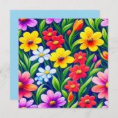 カラフルな花柄 招待状 (正面/裏面)