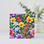 カラフルな花柄 招待状 (スタンド正面)