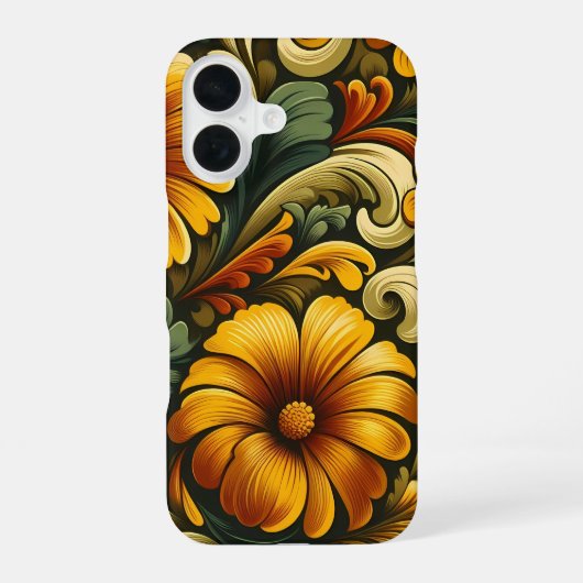 カラフルな花柄iPhoneケース iPhone 16ケース (裏面)