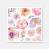 カラフルな花模様 スタンダードカクテルナプキン (正面)