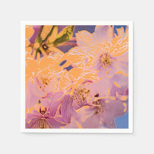 カラフルな花模様 スタンダードカクテルナプキン (正面)