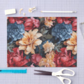 カラフルな花模様 薄葉紙 (クラフト)