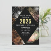 カラフルな花火の幾何学的なNYEパーティー招待状 招待状 (スタンド正面)