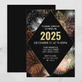 カラフルな花火の幾何学的なNYEパーティー招待状 招待状 (正面/裏面)