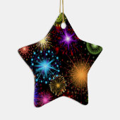 カラフルな花火の新年 セラミックオーナメント (右)