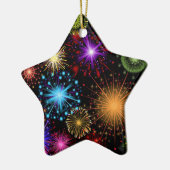 カラフルな花火の新年 セラミックオーナメント (左)
