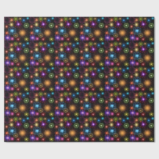 カラフルな花火の新年 ラッピングペーパー (フラット)